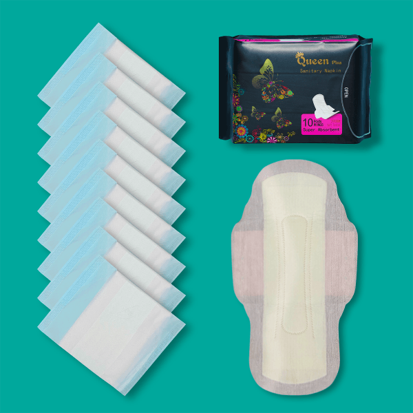 Queen Plus Sanitary Napkin - Wings system - Ultra Thin - 100% Cotton - Combo of 10 Pack - 100 Pads - Image 3