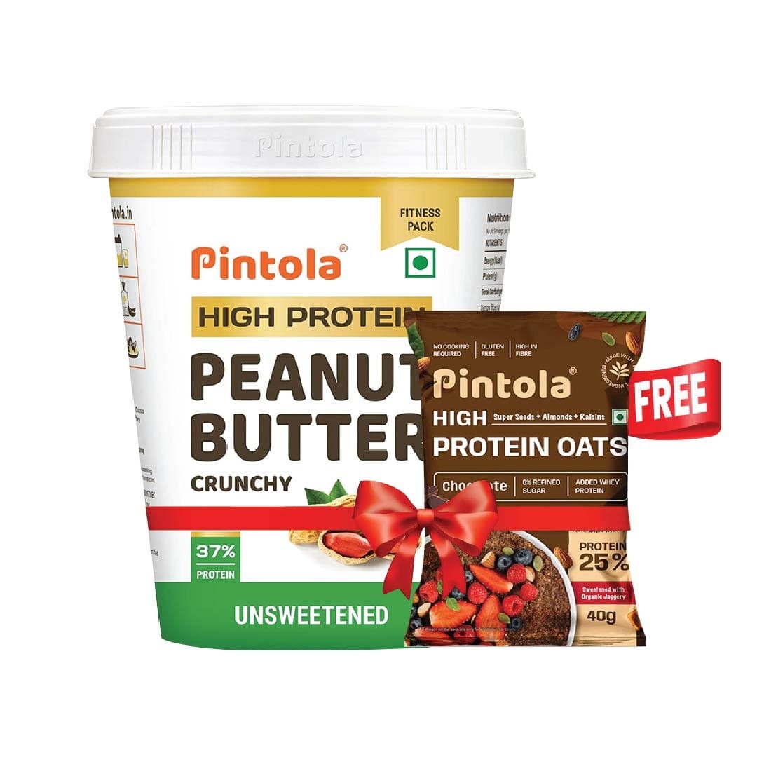 81ce563a29110b9c85709b9afaa61595 Pintola High Protein All Natural Peanut Butter | Unsweetened | 37% Protein | Imported Whey Protein and Roasted Peanuts (Crunchy, 1kg) - Image 1