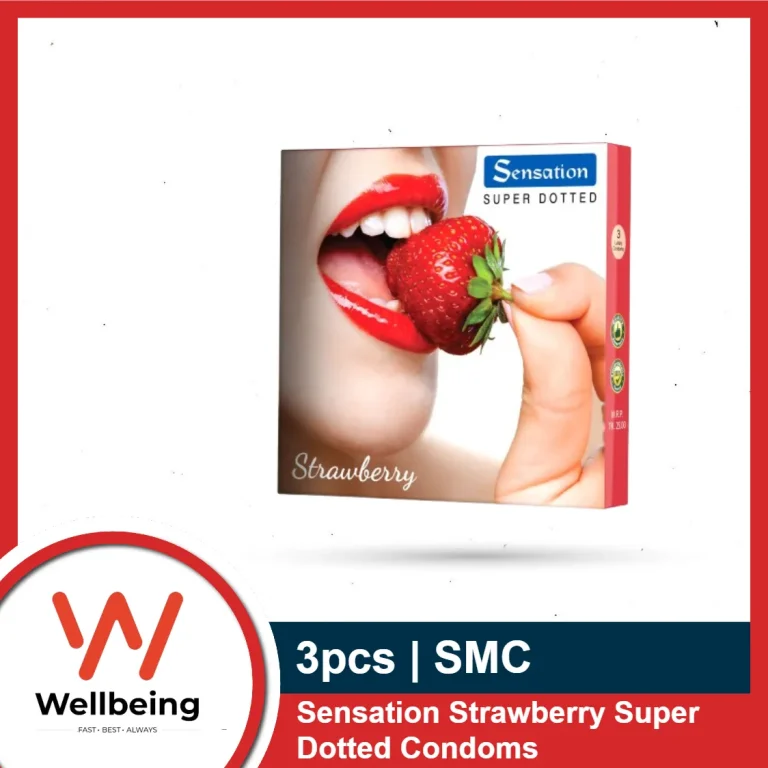 Sensation Strawberry Flavor Super Dotted Condoms- 3pcs Pack