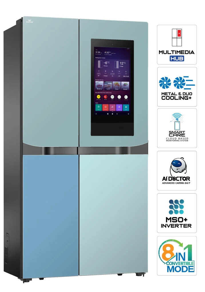 Walton 620L (22 CFT) No-Frost Inverter Refrigerator - WNR-6B0-GSRE-BD - Multi color