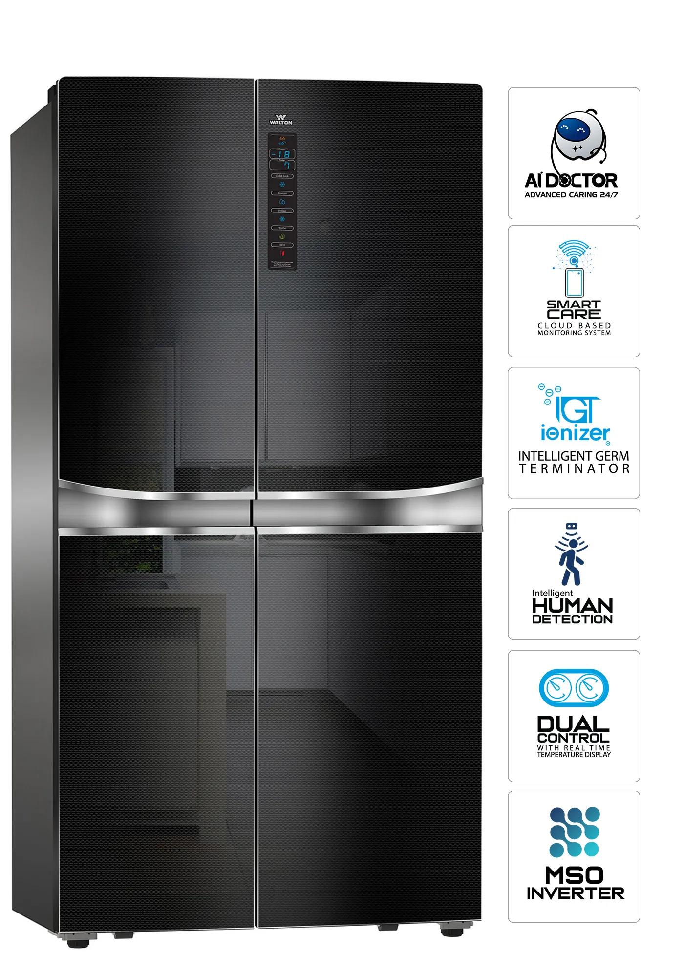 Walton Double Door Fridge 619 Ltr.(22 cft) No-Frost Walton Double Door Fridge 619 Ltr.(22 cft) No-Frost With Inverter–WNI-6A9-GDSD-DD - Image 1