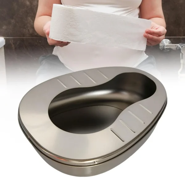 Elderly Bedpan Steel Chamber Pot Large Capacity Bedside Commode Sturdy Toilet Bowl Multipurpose for Female Male Seniors Home - Image 3