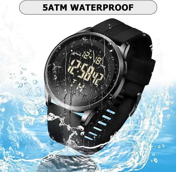 Mens Digital Waterproof Military Watch for Men Black Dive Tactical Sports Minimalist Ultra-Thin Wrist Watch - Image 2