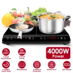 4000W High Power Dual Pot Electric Stove Induction Cooktop Cooker Plate Kitchen 110V Fast Heating Durable Sturdy Cooking Stove