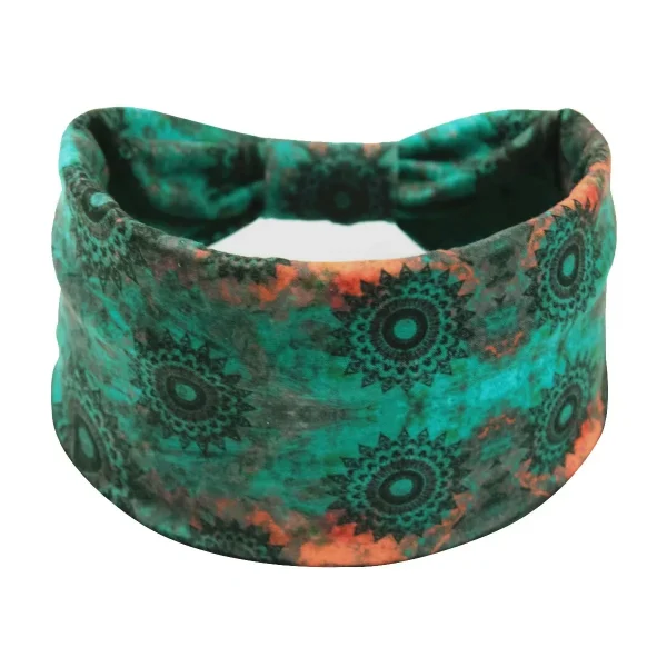 Boho Headband Mandala Flower Hair Band Stretch Sweat-wicking Bandeau for Women with Wide Brim - Image 3