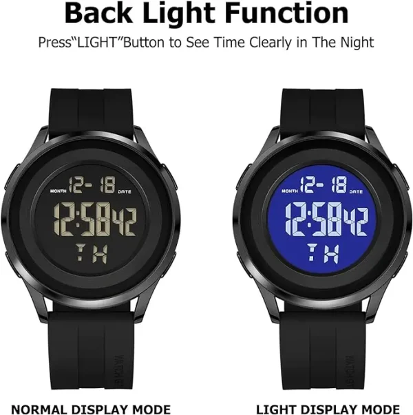 Mens Digital Waterproof Military Watch for Men Black Dive Tactical Sports Minimalist Ultra-Thin Wrist Watch - Image 5