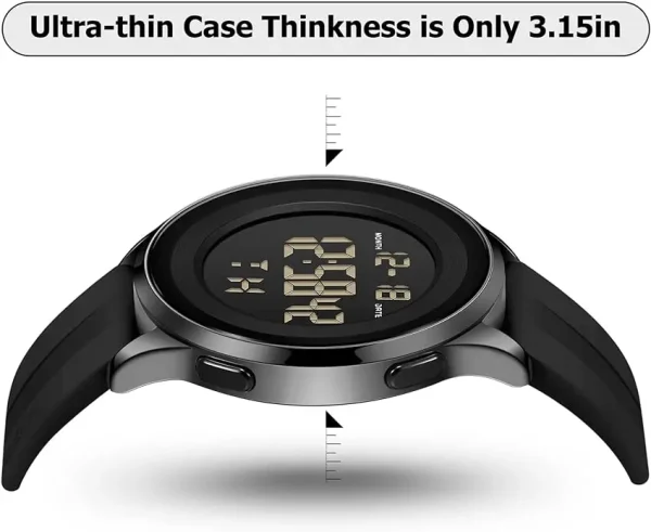Mens Digital Waterproof Military Watch for Men Black Dive Tactical Sports Minimalist Ultra-Thin Wrist Watch - Image 3