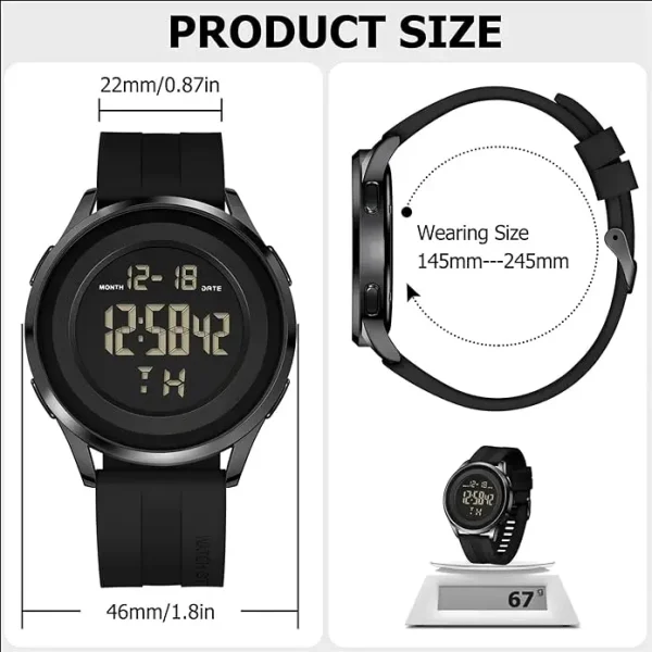 Mens Digital Waterproof Military Watch for Men Black Dive Tactical Sports Minimalist Ultra-Thin Wrist Watch - Image 4