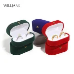 Wedding Ring Packaging Box Ear Studs Holder Velvet Engagement Couple Ring Gift Box Valentine Gift Double Rings Storage Display Case