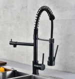 DQOK Black Brushed Spring Pull Down Kitchen Sink Faucet Hot & Cold Water Mixer Crane Tap with Dual Spout Deck Mounted - Image 5