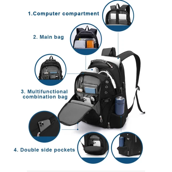 2025 Waterproof 17/20 Inch Laptop Backpack Men Airplane Travel Backpack Women Oxford Rucksack Male School Bag modern Mochila - Image 2