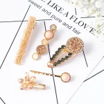 1Set Handmade Pearls Hair Clips Pin for Women Fashion Geometric Flower Barrettes Headwear Girls Sweet Hairpins Hair Accessories - Image 6
