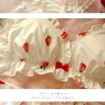 Strawberry Cute Japanese Milk Silk Bra & Panties Set Wirefree Soft Underwear Set Kawaii Lolita Bra and Panty Set Pink Lingerie - Image 2