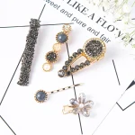 1Set Handmade Pearls Hair Clips Pin for Women Fashion Geometric Flower Barrettes Headwear Girls Sweet Hairpins Hair Accessories - Image 2