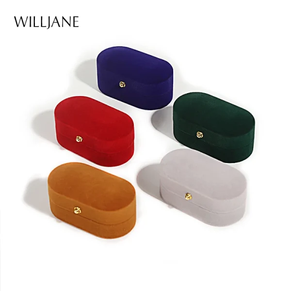 Wedding Ring Packaging Box Ear Studs Holder Velvet Engagement Couple Ring Gift Box Valentine Gift Double Rings Storage Display Case - Image 3