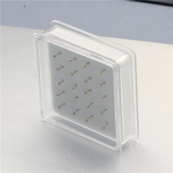 1set 20 Pcs Straight Pin Nose Stud With 1.5mm Crystal Nose Piercing Body Jewelry Nose Studs Rings Piercing Pin Body Jewelry - Image 3