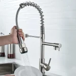 DQOK Black Brushed Spring Pull Down Kitchen Sink Faucet Hot & Cold Water Mixer Crane Tap with Dual Spout Deck Mounted - Image 2