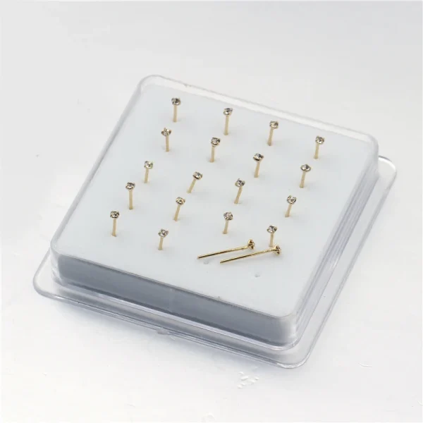 1set 20 Pcs Straight Pin Nose Stud With 1.5mm Crystal Nose Piercing Body Jewelry Nose Studs Rings Piercing Pin Body Jewelry - Image 2