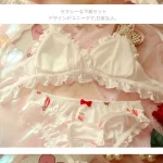 Strawberry Cute Japanese Milk Silk Bra & Panties Set Wirefree Soft Underwear Set Kawaii Lolita Bra and Panty Set Pink Lingerie - Image 3