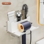 Wall mounted non perforated Hair Dryer storage rack Bathroom hair dryer storage and placement rack Multi functional storage rack - Image 5