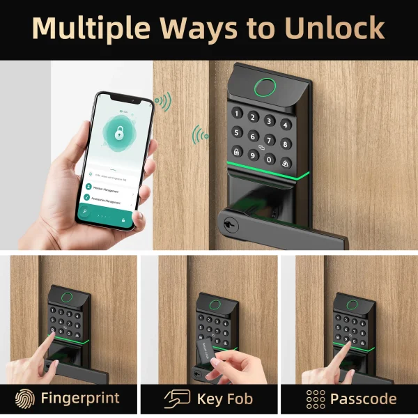 Viladepot Smart Lock Fingerprint Door Lock TYPE-C Interface App Control Passcode Unlock Electronic Touchscreen Keypad Handle - Image 3