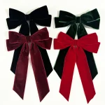 Vintage Velvet Bow Hairpins Barrette Hair Clip For Girls Wedding Long Ribbon Korean Hair Clip Hairgrip Accessories Christmas party hair
