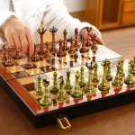 Luxury Chess Set Large Portable Board Game Metal Chess Pieces Foldable Chessboard Children Table Games Living Room Ornaments
