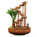 Ceramic flowing water fountain ornament Feng Shui wheel Bamboo Lucky creative water wheel home living room office desktop - Image 3