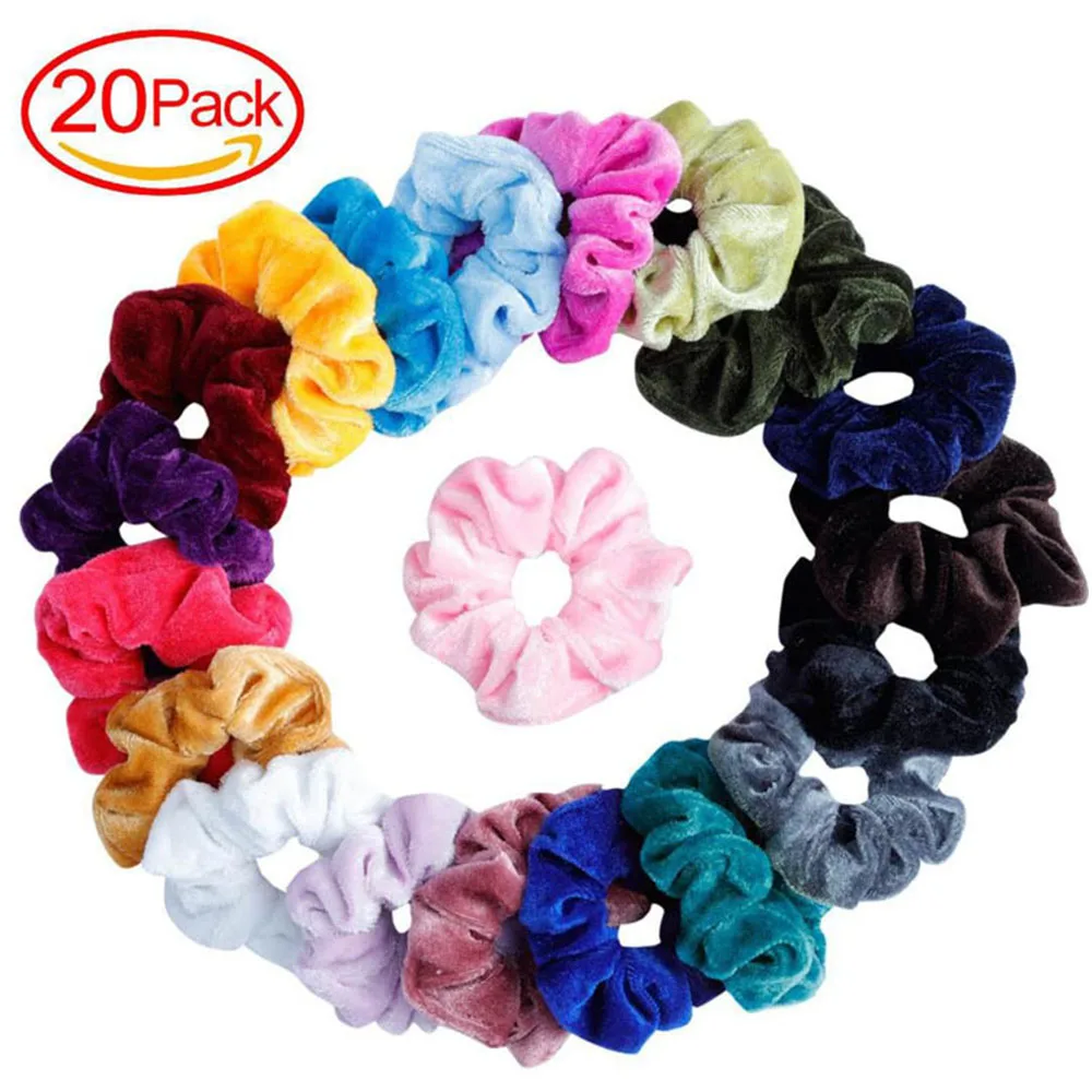 kf-S0655787384944055adcc69345d2cfda6I 20/Pcs Women Hair Velvet Hair large intestine circle Gel Elastic Hair Band Ponytail Holder Bobbles Hair Accessories Girls - Image 1
