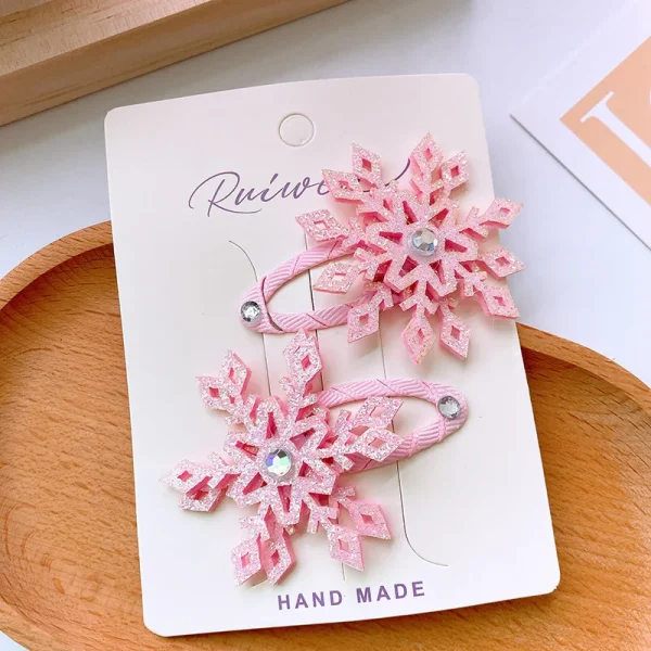 2PCS New Princess Snowflake Girls Lovely Hairpins Children Headwear Hairgrip Hair Clips Barrettes Hair Clips - Image 4