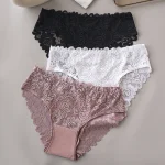 3PCS/Set Luxury Floral Embroidery Lace Panty for Women Briefs Sexy Hollow Lingerie Female Underwear Ladies Breathable Underpants - Image 2