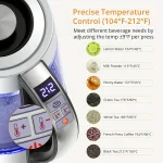 1.8L Electric Kettle with 12 Temperature Settings and 24 Hour Insulation - Stainless Steel Strainer - Image 5