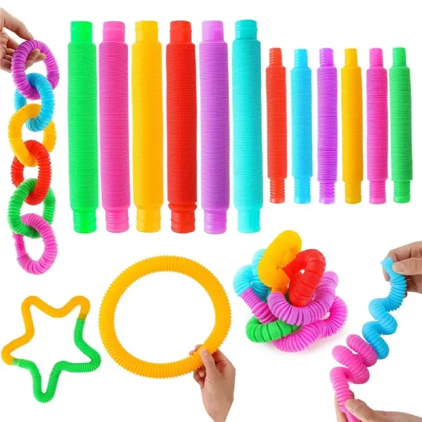 8 Pcs Colorful PopTelescopic Tube Stretching Corrugated Tube Children Adult Stress Relief Toy - Image 3