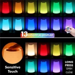 13 Color Changing Night Light RGB Remote Control Touch Dimmable Lamp Portable Table Bedside Lamps USB Rechargeable Night Lamp - Image 2