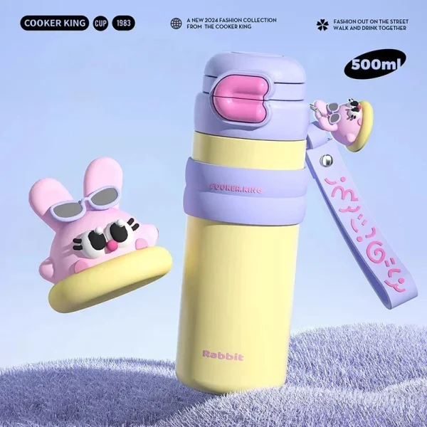 COOKER KING Thermos Cup with Straw Stainless Steel Insulated Cup Portable Leak-Proof Water Bottle Cartoon Doll Mug for Children - Image 3