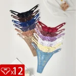 12pcs/Set Panty Low Rise Sexy Women's G-string Breathable Comfortable Female Lingerie Erotic Elegant Lady Thongs Underwear Panties