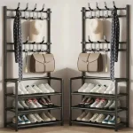 Household integrated multi-functional simple assembly Door storage Shoe rack Shoe hat rack Multi-layer rack - Image 3