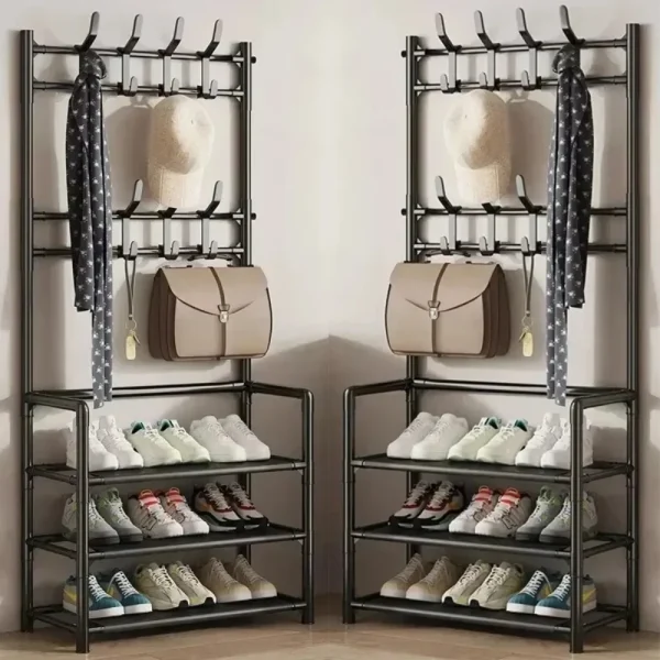 Household integrated multi-functional simple assembly Door storage Shoe rack Shoe hat rack Multi-layer rack - Image 3