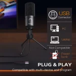 FIFINE USB Condenser Microphone with Gain Knob,Metal Recording Mic for Home Studio,Podcasting,Voice-over,Laptop,Windows -K669 - Image 5