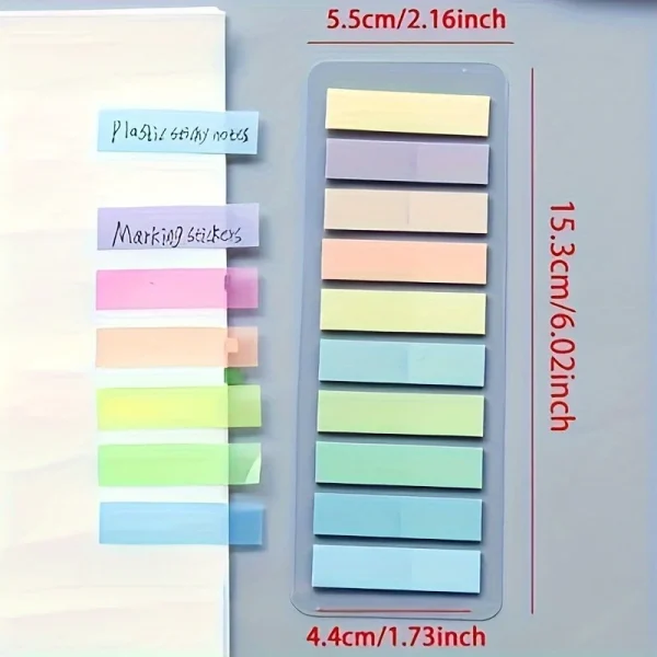 200Pcs European Retro Fluorescent PET Transparent Self-Adhesive Sticky Notes, Morandi Color-Coded Sticky Markers，Office supplies - Image 3