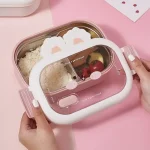 Stainless Steel Tiffin Box Rabbit Design Divides Large Capacity Portable Sealed Bento Box Children Student Cute Birthday Gifts - Image 2