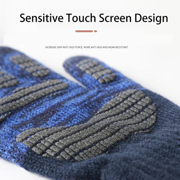 Winter Gloves for Men Knitted Large Size Warm Gloves Cycling Male Office Fleece Non-slip Touch Screen Acrylic Soft Thick Gloves - Image 4