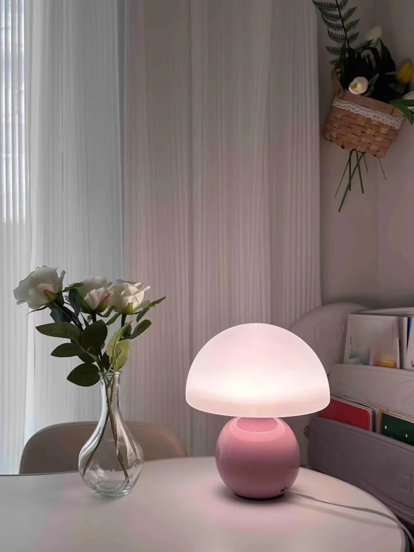kf-S12fd497f560e43e88630f9b780001061X A pink/orange/red/white/beige USB socket decorative table lamp for room light decorative lamp, night light, desk light. - Image 1