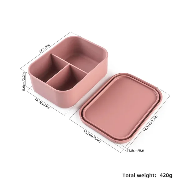 New three partition silicone Lunch Box portable microwave-heatable food box with sealing fresh-keeping box - Image 3