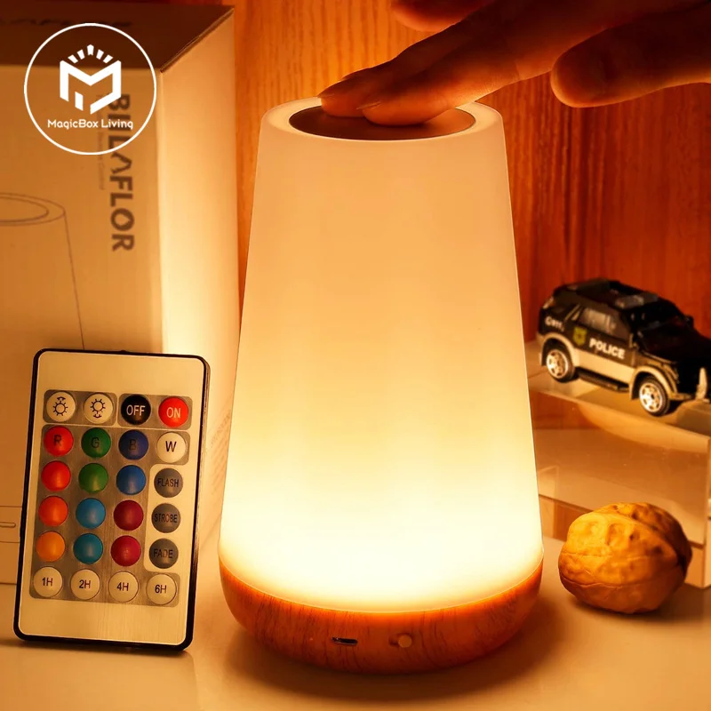 kf-S13e53ff289b449a88be202140a481952I 13 Color Changing Night Light RGB Remote Control Touch Dimmable Lamp Portable Table Bedside Lamps USB Rechargeable Night Lamp - Image 1