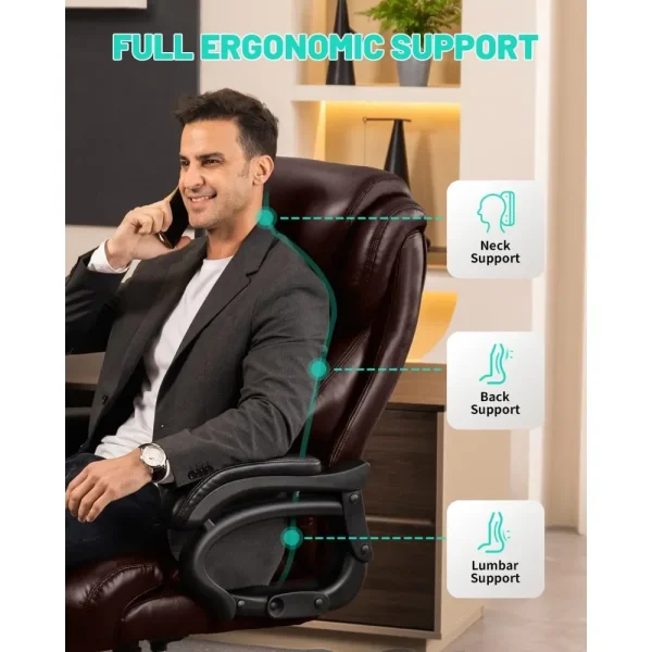 800lbs Capacity Big And Tall Office Chair with Wide Spring Seat 360-Degree Swivel Heavy Duty Casters for Executive Or Home Offic - Image 2