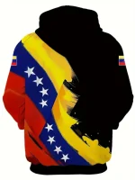 Venezuela Flag Emblem 3d Printed Hoodie Men's Clothing Long Sleeves Drawstring Pullover Sweatshirt Street Sports Casual Top - Image 2