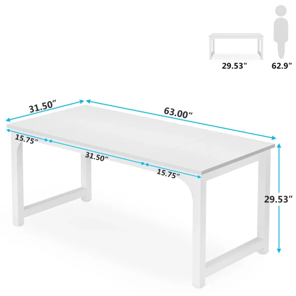 Tribesigns Modern Computer Desk, 63 x 31.5 inch Large Executive Office Desk Computer Table Study Writing Desk Workstation - Image 2