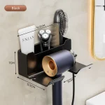 Wall mounted non perforated Hair Dryer storage rack Bathroom hair dryer storage and placement rack Multi functional storage rack - Image 2
