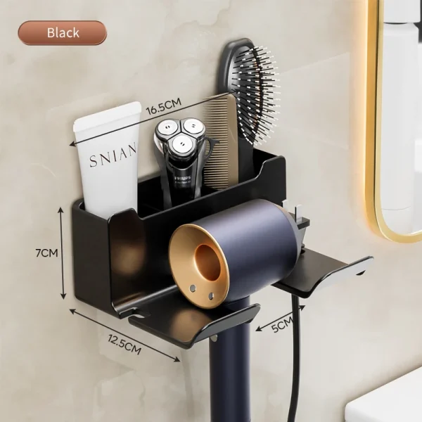 Wall mounted non perforated Hair Dryer storage rack Bathroom hair dryer storage and placement rack Multi functional storage rack - Image 2